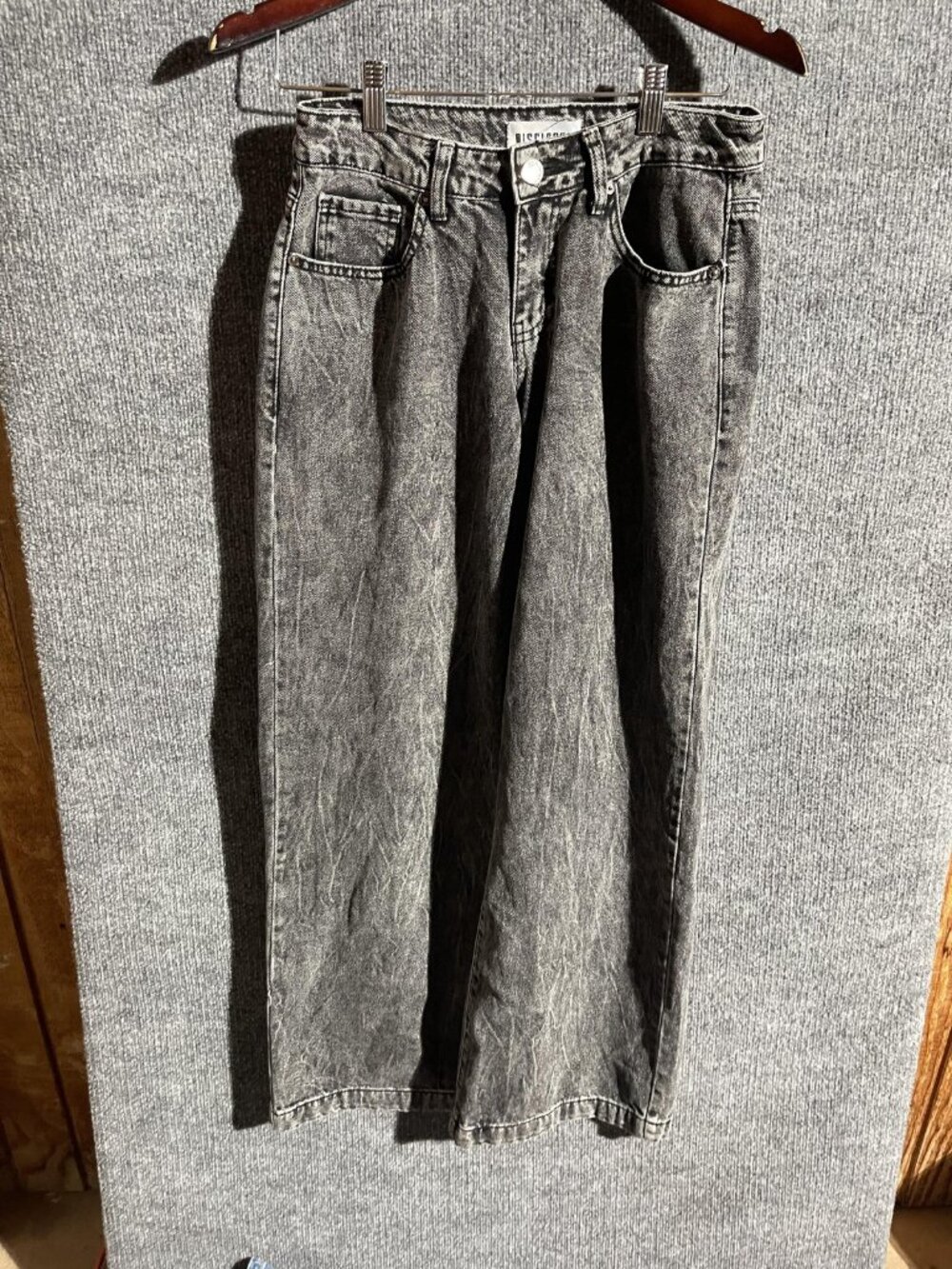 Disclosure Jeans Juniors 5/27 Gray Acid Wash Relaxed Wide Leg Bow Denim